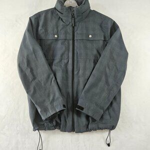 L.L. Bean Men's Jacket M Regular Blue Poly Nylon Integrated Hood Collar …